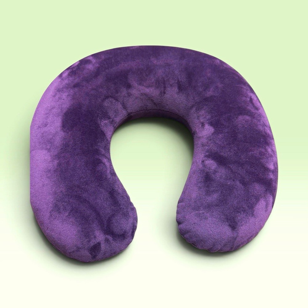 Travel Time Purple U-Shaped Memory Foam Neck Travel Pillow Plush Support